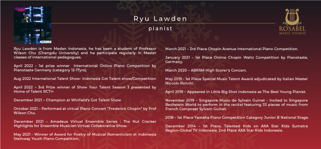 Singapore Christmas Recital Music de Sylvain Guinet Pianist Ryu Lawden2