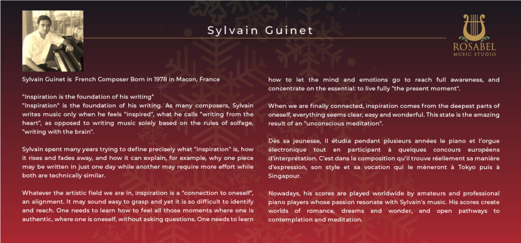 Singapore Christmas Recital Music de Sylvain Guinet Pianist Ryu Lawden